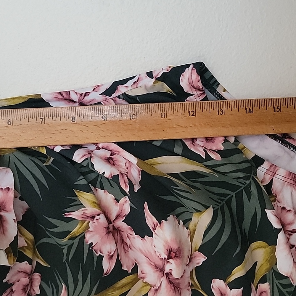 Kona Sol Grren & Pink Floral  Strapless One Piece Bathing Suit M - Picture 11 of 15